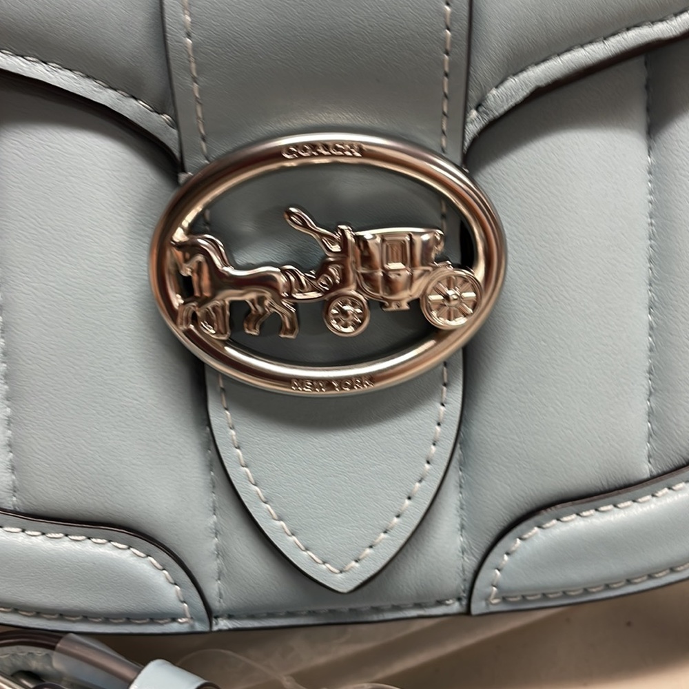 Coach Baby Blue Georgie Shoulder Bag With Puffy Quilting - Picture 3 of 8